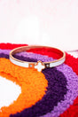 Viola Goldtone White Quatrefoil Bangle - Wholesale Accessory Market