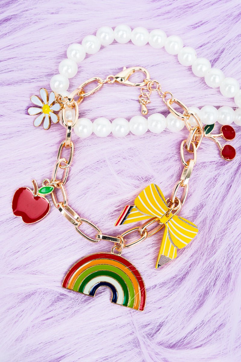 Viola Rainbow Pop Goldtone Charm Bracelet - Wholesale Accessory Market