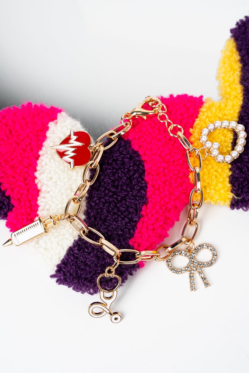 Viola Nurse Coquette Goldtone Charm Bracelet - Wholesale Accessory Market