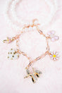 Viola Pink Girly Gems Goldtone Charm Bracelet - Wholesale Accessory Market