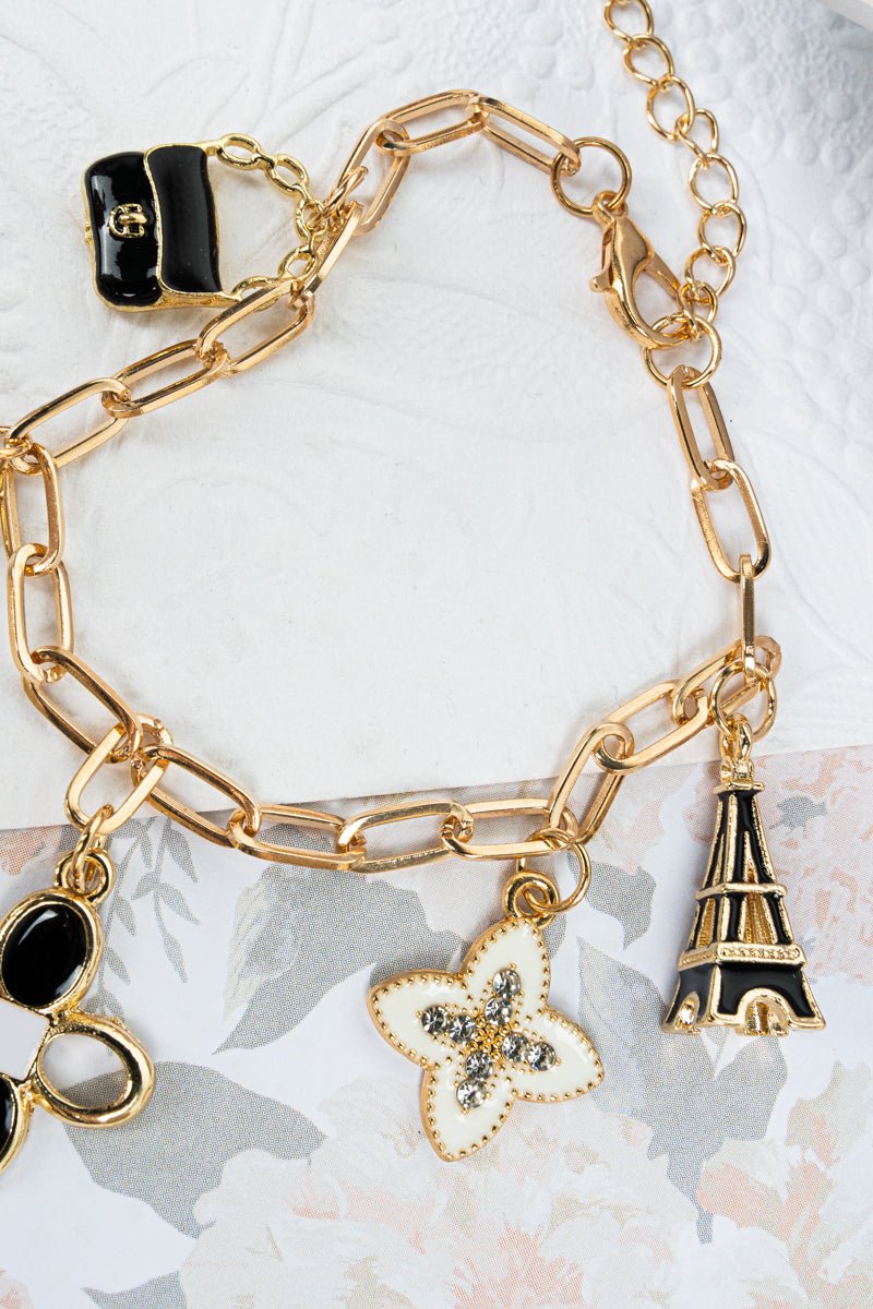 Viola Parisian Glamour Goldtone Charm Bracelet - Wholesale Accessory Market