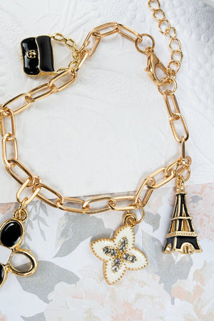 Viola Parisian Glamour Goldtone Charm Bracelet - Wholesale Accessory Market