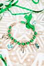 Shiny Luxe Heart of the Emerald Isle Ribboned Chain Charm Bracelet - Wholesale Accessory Market