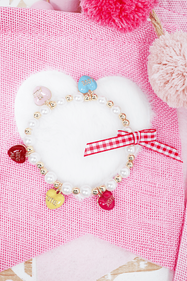 Shiny Luxe Multi - Color Sweet Talk Pearl Beaded Charm Bracelet - Wholesale Accessory Market
