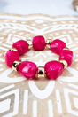 Viola Fuchsia & Goldtone Soho Brunch Beaded Stretch Bracelet - Wholesale Accessory Market