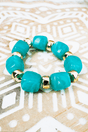 Viola Turquoise & Goldtone Soho Brunch Beaded Stretch Bracelet - Wholesale Accessory Market