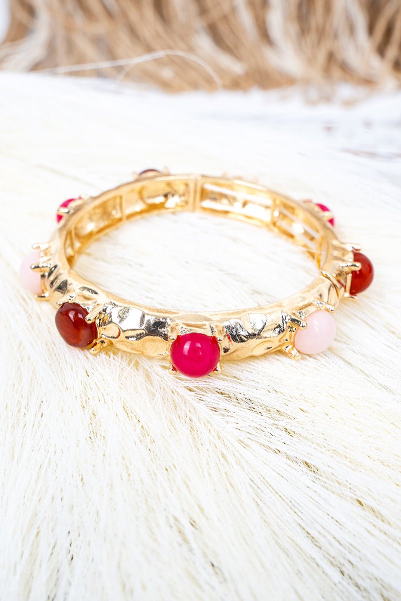 Shiny Luxe Signature Social Pink Stone Station Bracelet - Wholesale Accessory Market