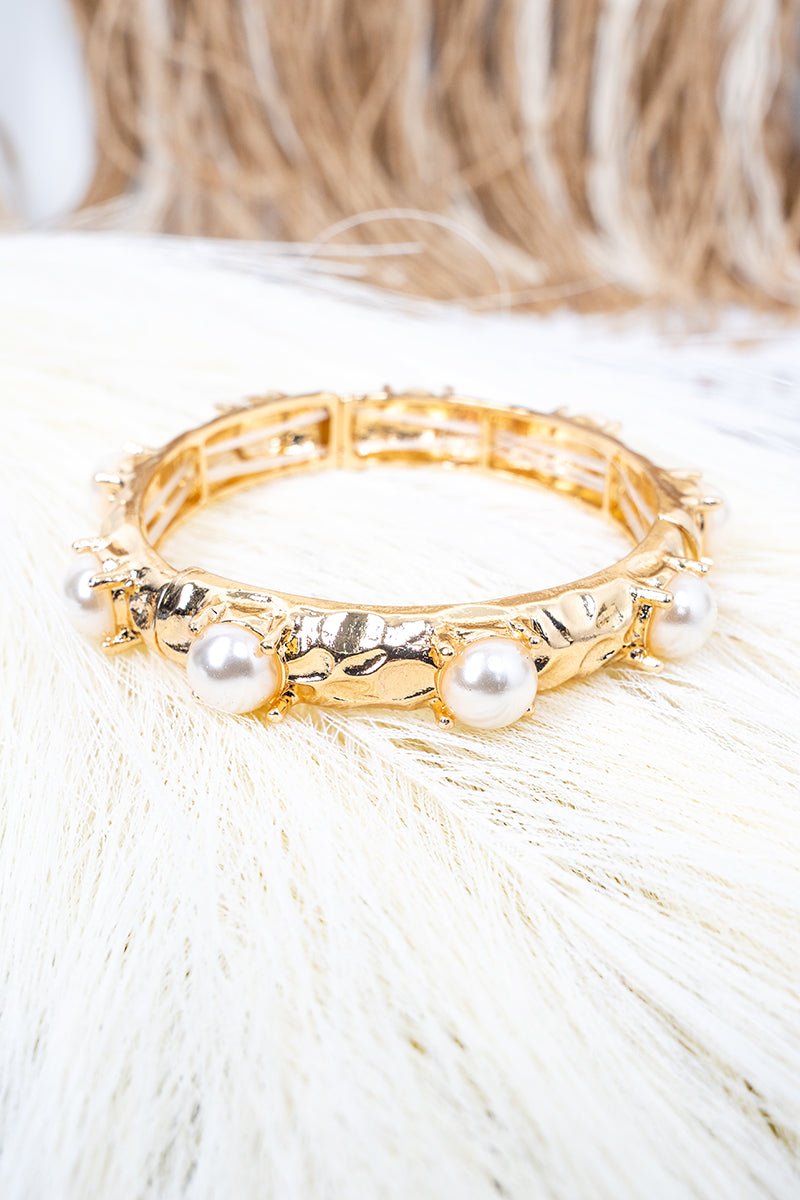 Shiny Luxe Signature Social Pearl Station Bracelet - Wholesale Accessory Market