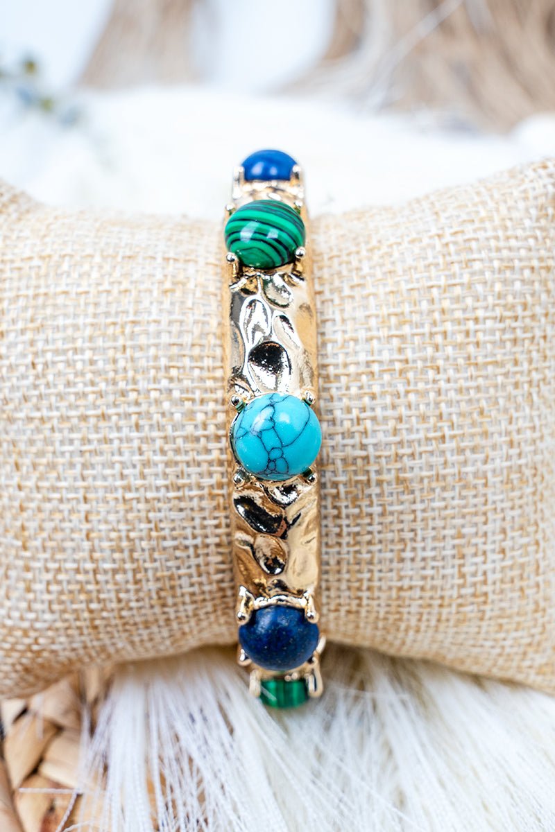 Shiny Luxe Signature Social Turquoise Stone Station Bracelet - Wholesale Accessory Market