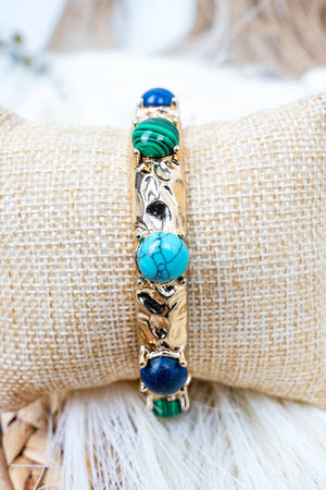 Shiny Luxe Signature Social Turquoise Stone Station Bracelet - Wholesale Accessory Market