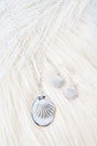 Viola Seashell Royale Silvertone Necklace and Earring Set - Wholesale Accessory Market