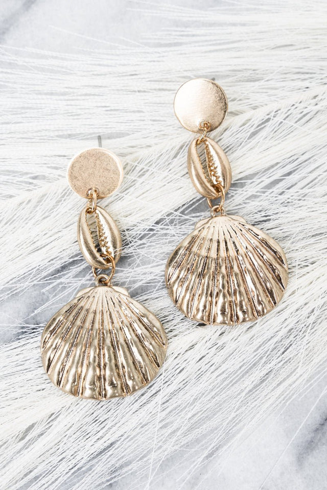 Viola Seashell Serenade Goldtone Earrings - Wholesale Accessory Market