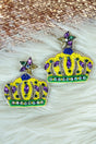 Viola Bejeweled Mardi Gras Crown Seed Bead Earrings - Wholesale Accessory Market