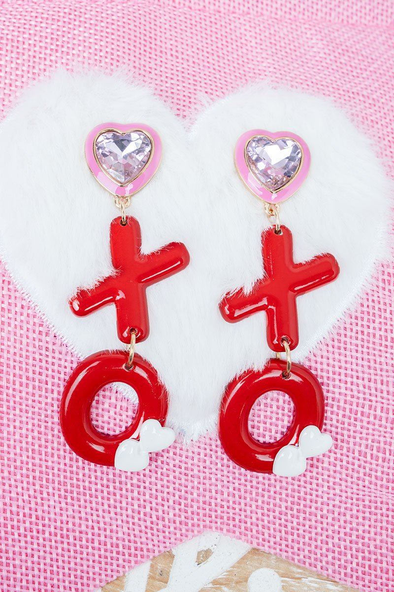Red Heartfelt XO Earrings - Wholesale Accessory Market