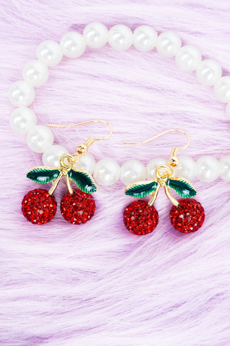 Viola Red Cherry Luxe Earrings - Wholesale Accessory Market