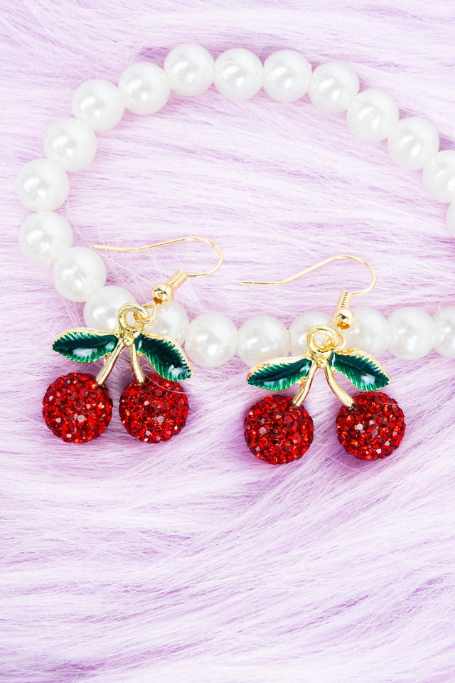 Viola Red Cherry Luxe Earrings - Wholesale Accessory Market
