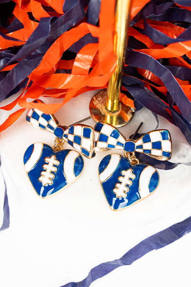 Blue & White Varsity Crush Earrings - Wholesale Accessory Market
