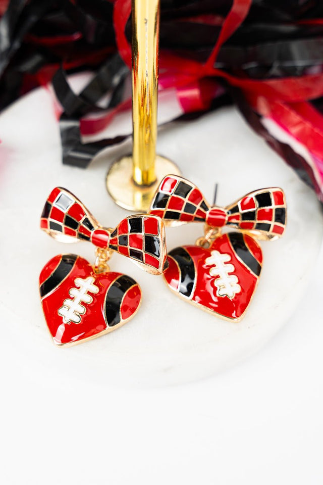 Red & Black Varsity Crush Earrings - Wholesale Accessory Market