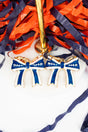Blue and White Football Bow Earrings - Wholesale Accessory Market