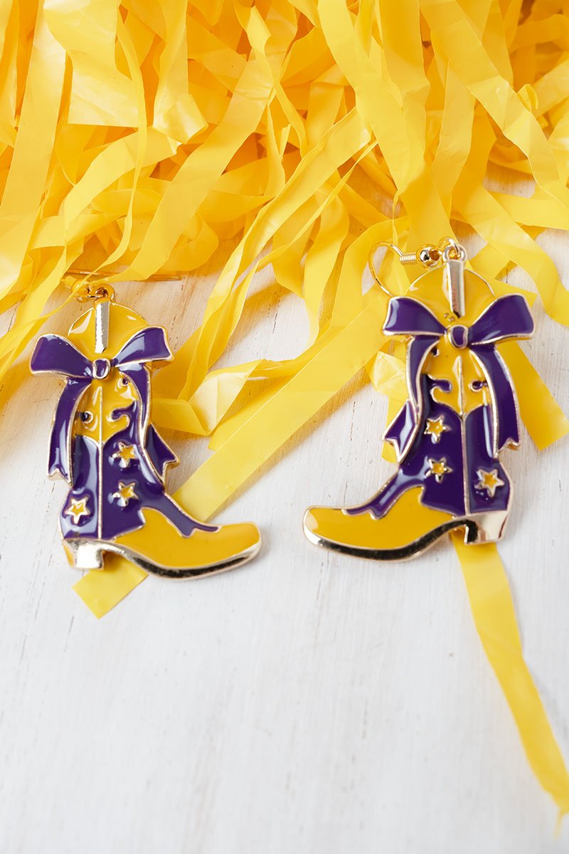 Purple & Yellow Sideline Spirit Earrings - Wholesale Accessory Market
