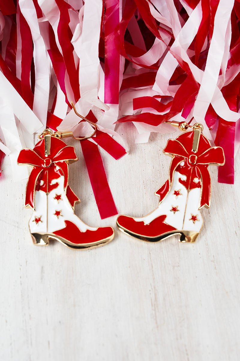 Red & White Sideline Spirit Earrings - Wholesale Accessory Market