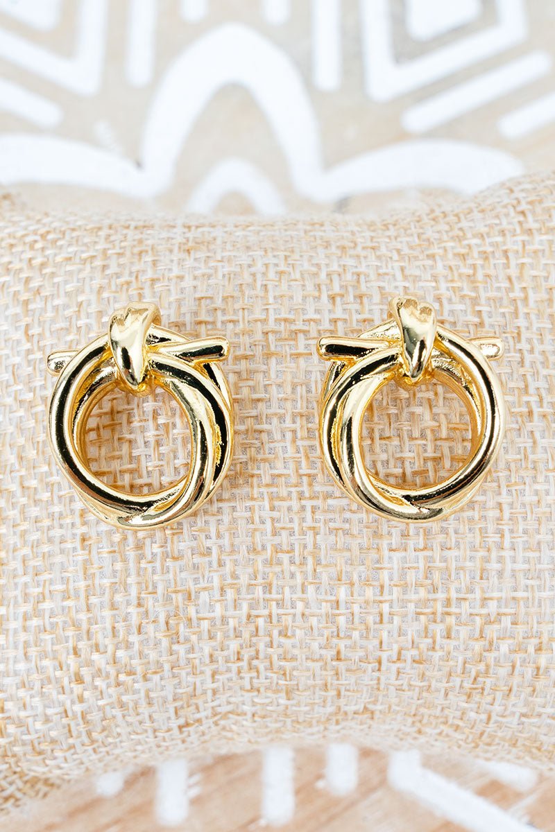 Shiny Luxe Knot the Usual Goldtone Hoop Earrings - Wholesale Accessory Market