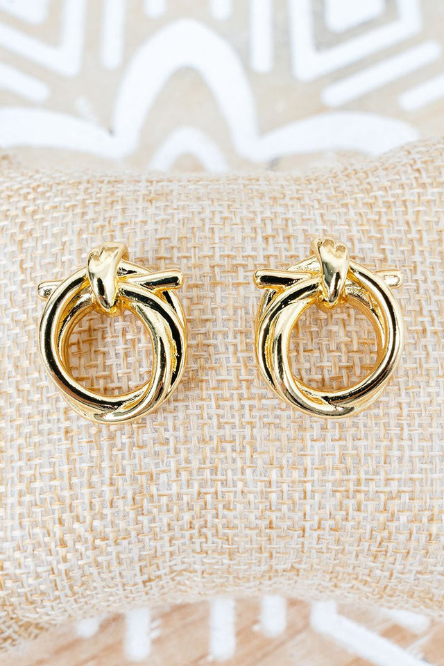 Shiny Luxe Knot the Usual Goldtone Hoop Earrings - Wholesale Accessory Market