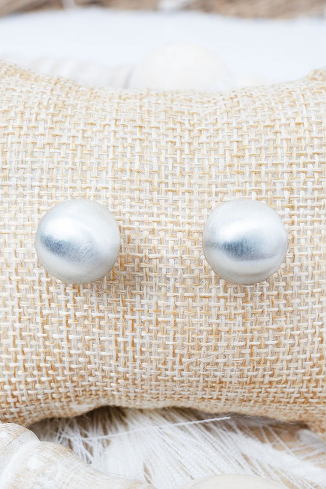 Shiny Luxe High Society Brushed Silvertone Stud Earrings - Wholesale Accessory Market