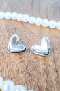 Shiny Luxe Evening Whispers Brushed Silvertone Heart Earrings - Wholesale Accessory Market
