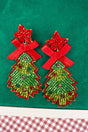 Viola Glam Tidings Green & Red Seed Bead Earrings - Wholesale Accessory Market