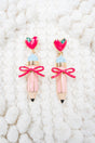 Shiny Luxe Lesson in Style Pink Pencil Earrings - Wholesale Accessory Market