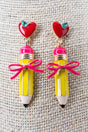 Shiny Luxe Lesson in Style Yellow Pencil Earrings - Wholesale Accessory Market