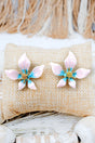 Shiny Luxe Pink Morning Bloom Earrings - Wholesale Accessory Market