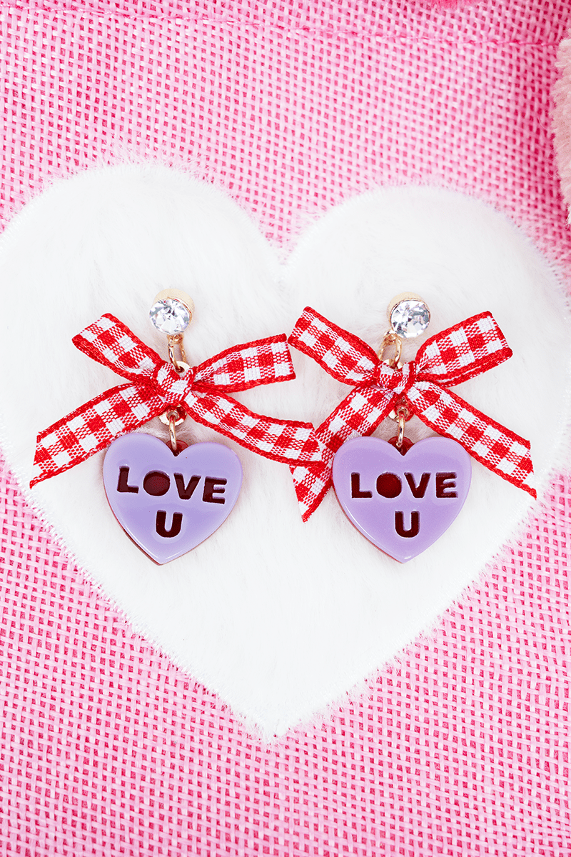 Lavender 'Be Mine' Hearts In A Knot Earrings - Wholesale Accessory Market