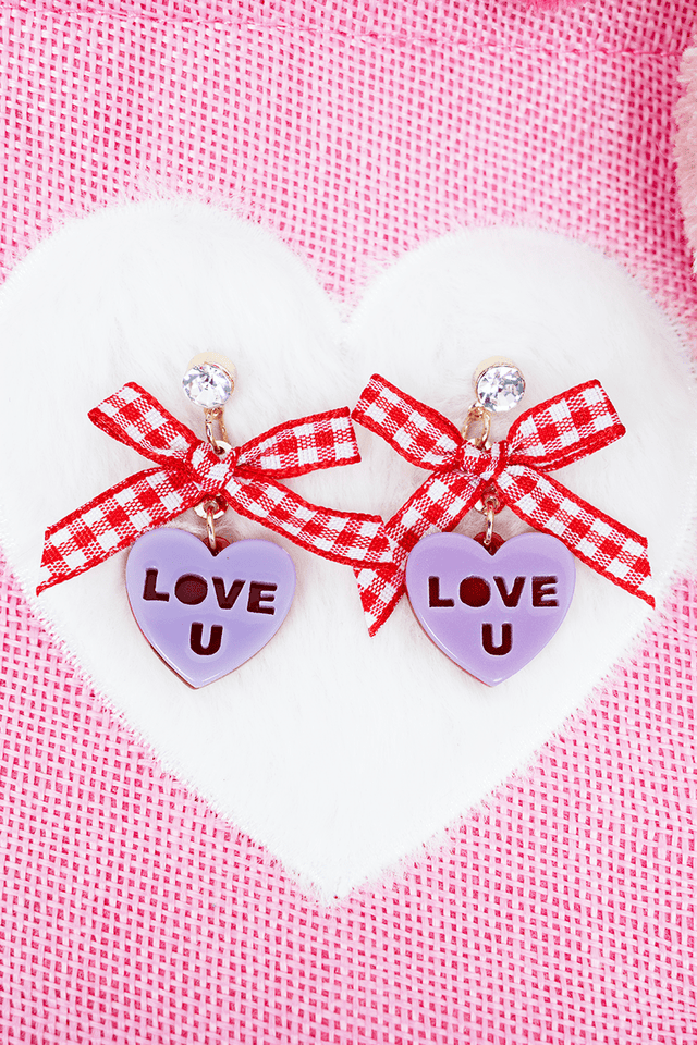 Lavender 'Be Mine' Hearts In A Knot Earrings - Wholesale Accessory Market