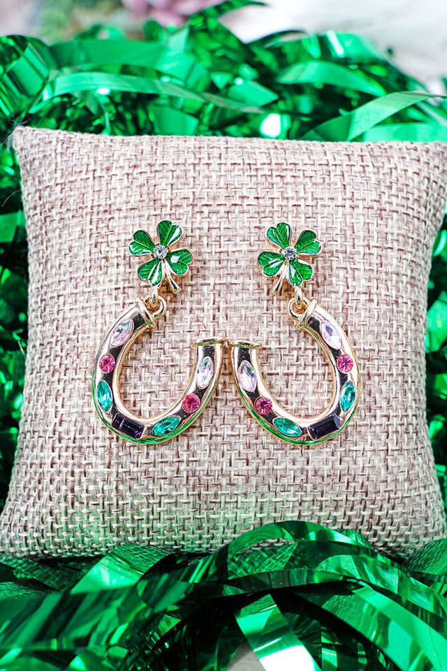 Shiny Luxe Lucky Energy Crystal Goldtone Earrings - Wholesale Accessory Market