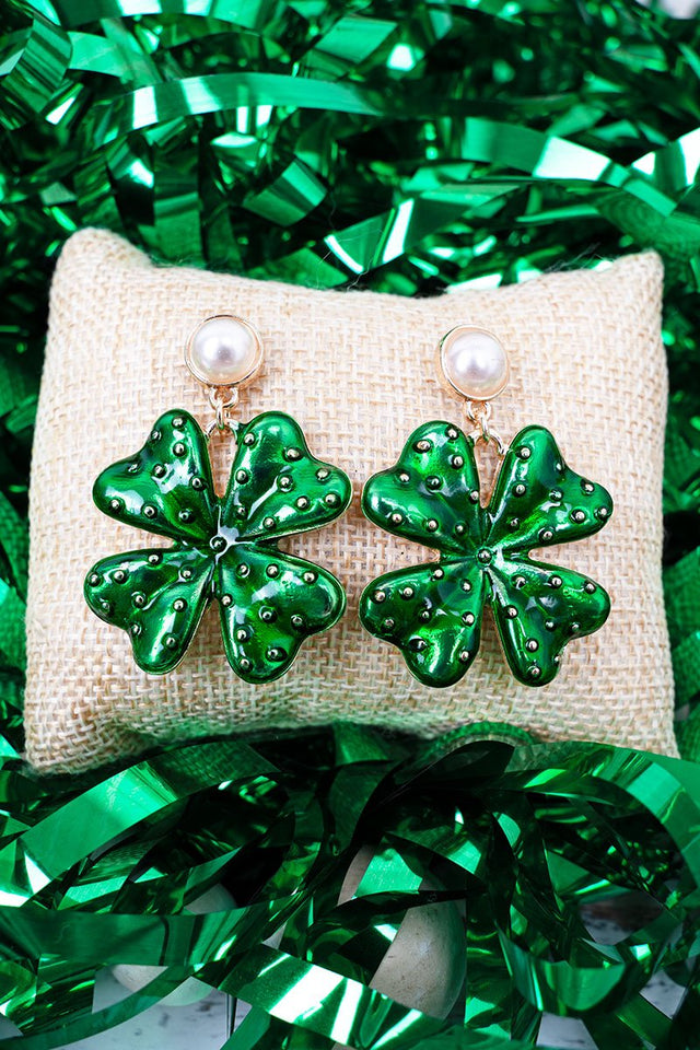 Shiny Luxe Green Irish Spirit Earrings - Wholesale Accessory Market