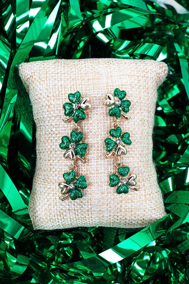 Shiny Luxe Irish Heart & Soul Green & Goldtone Earrings - Wholesale Accessory Market