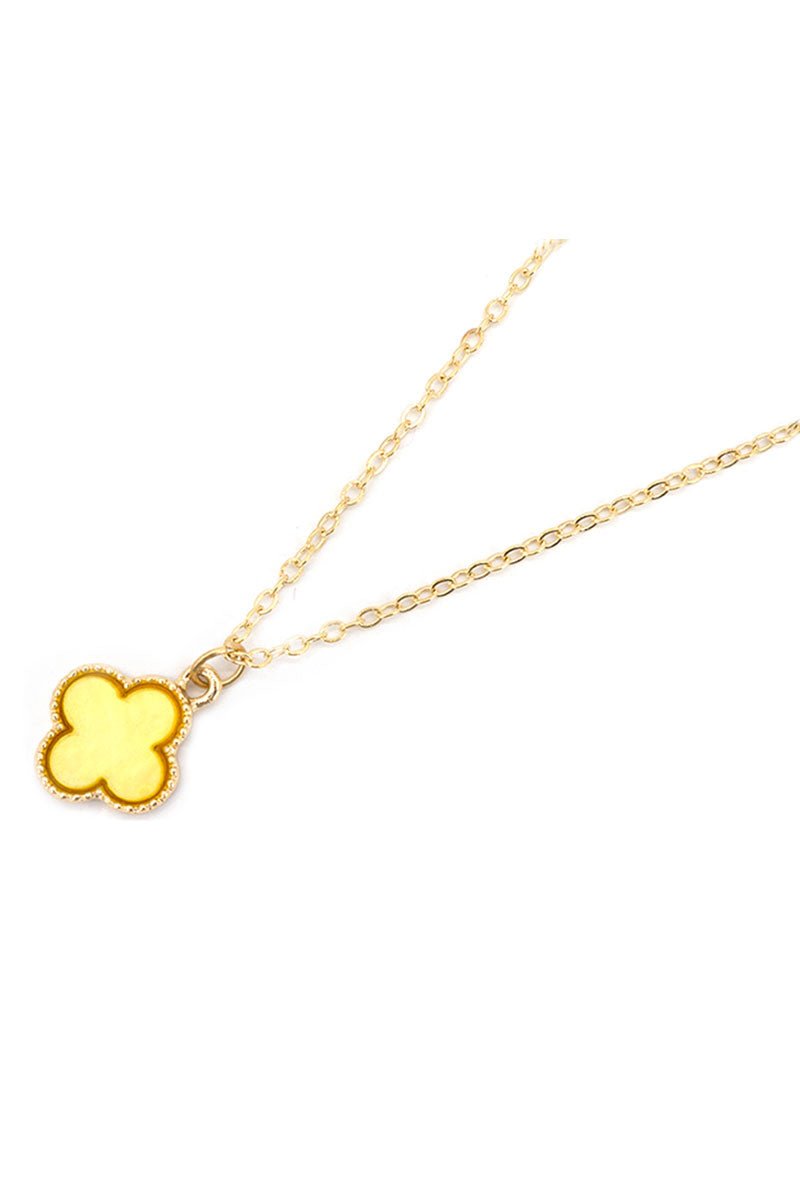 Viola Goldtone Trimmed Yellow Shell Quatrefoil Necklace - Wholesale Accessory Market