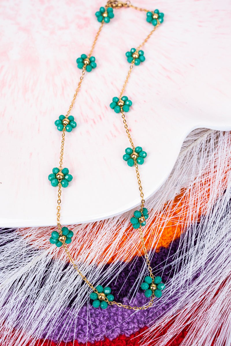 Viola Jemma Flower Beaded Goldtone Necklace - Wholesale Accessory Market