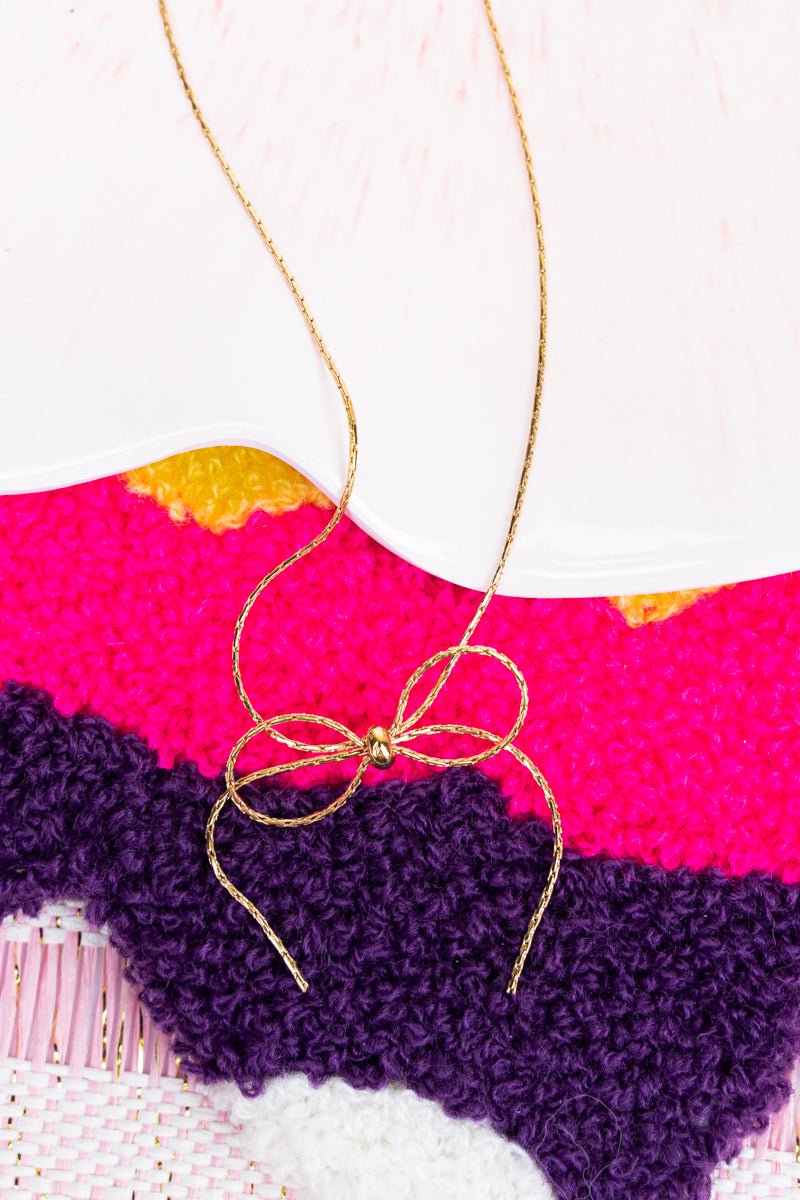 Viola Simply Sweet Goldtone Bow Necklace - Wholesale Accessory Market
