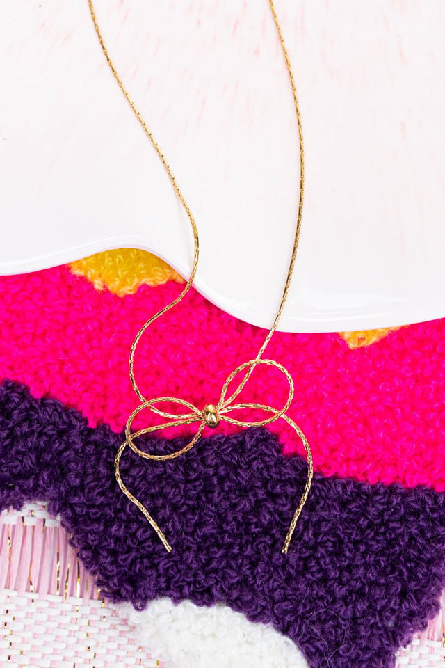 Viola Simply Sweet Goldtone Bow Necklace - Wholesale Accessory Market
