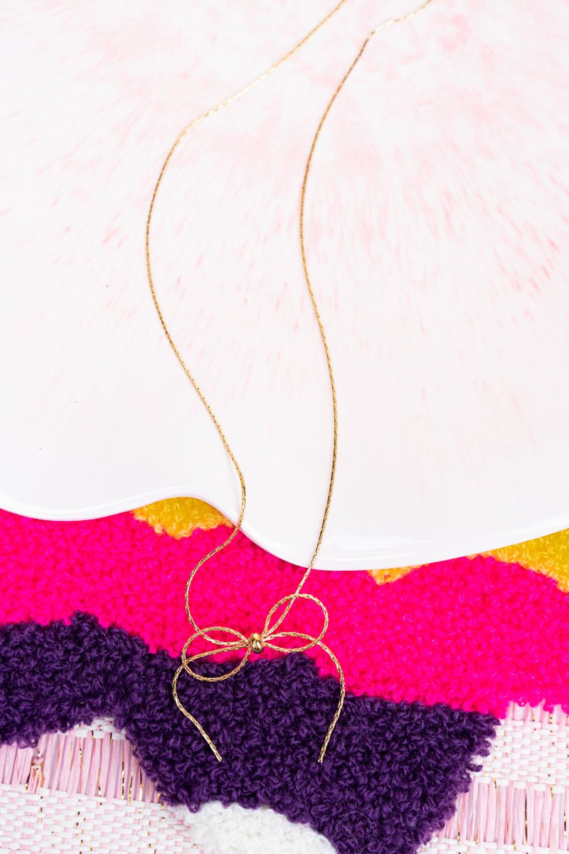 Viola Simply Sweet Goldtone Bow Necklace - Wholesale Accessory Market