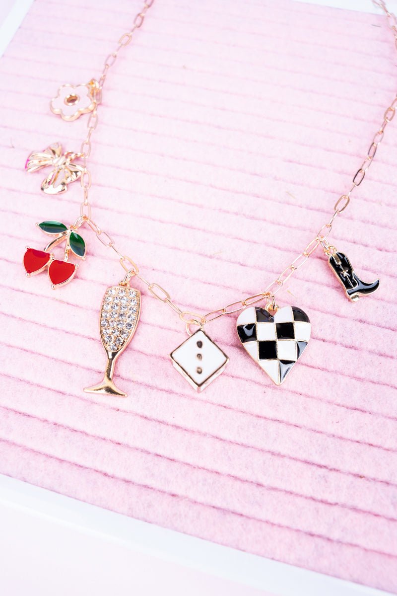 Viola Party Time Goldtone Charm Necklace - Wholesale Accessory Market