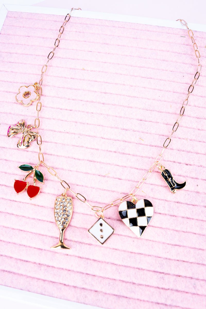 Viola Party Time Goldtone Charm Necklace - Wholesale Accessory Market