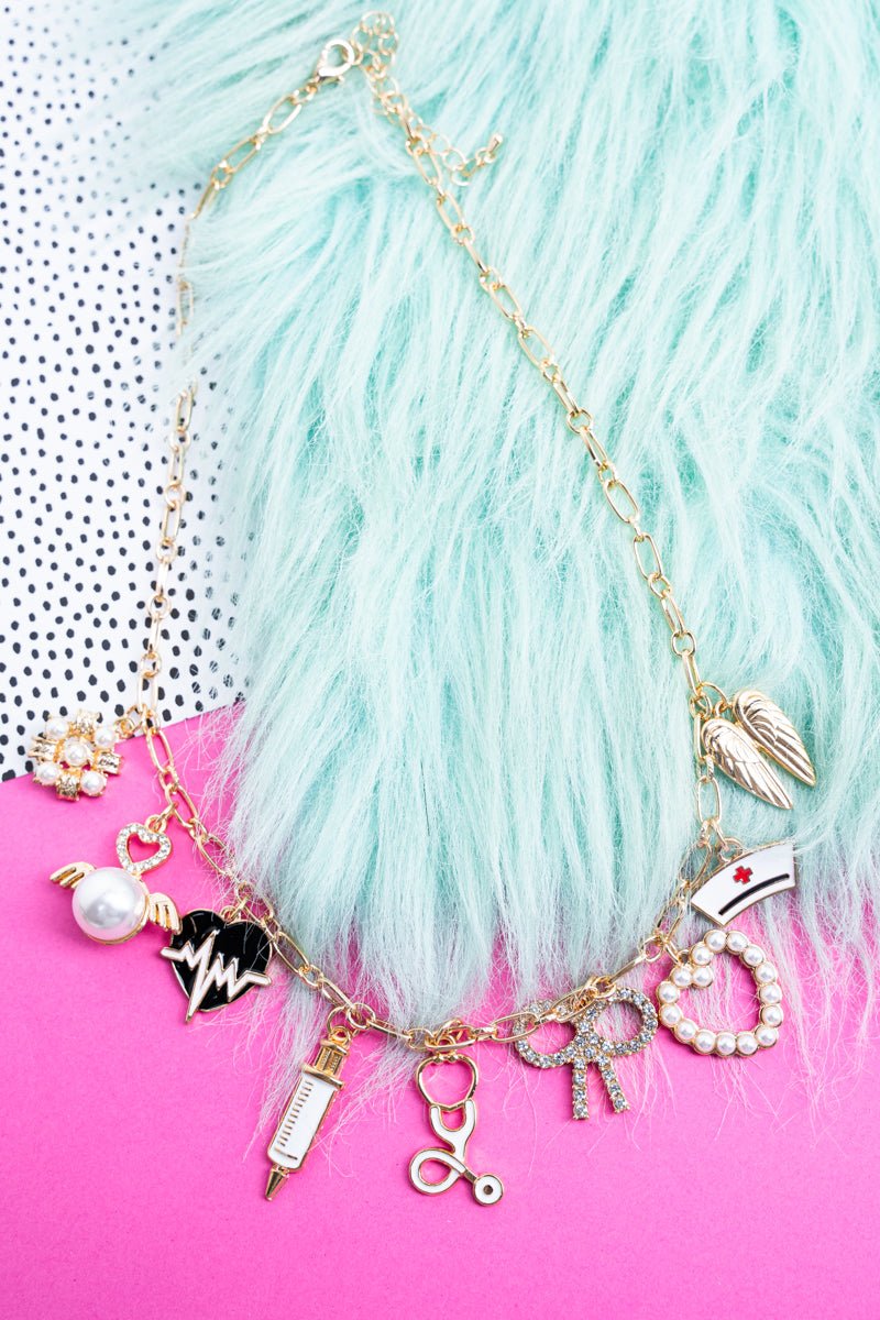 Viola Nurse Life Goldtone Charm Necklace - Wholesale Accessory Market