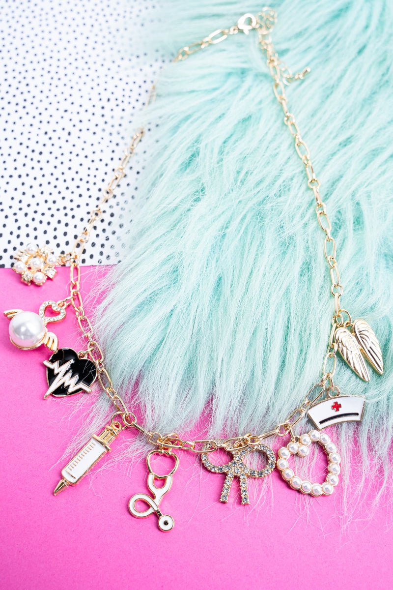 Viola Nurse Life Goldtone Charm Necklace - Wholesale Accessory Market