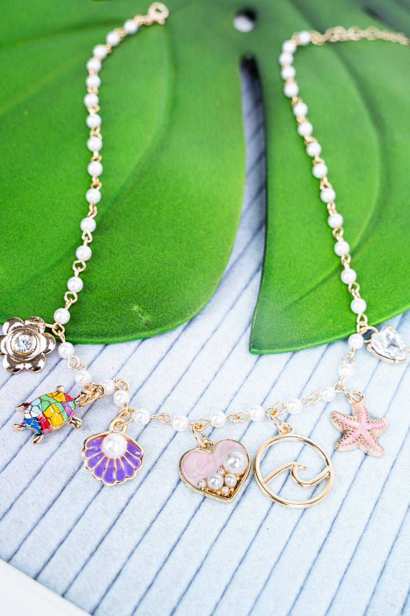 Viola Pearls & Sea Life Goldtone Charm Necklace - Wholesale Accessory Market