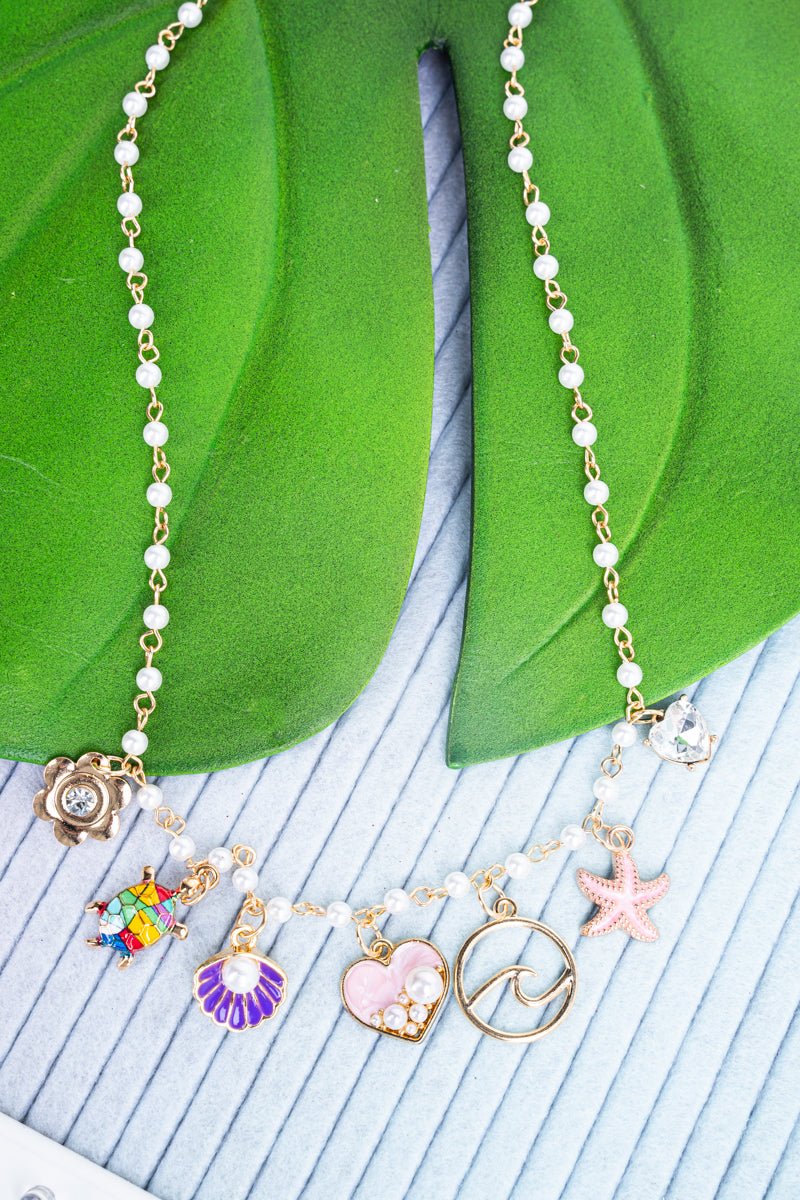 Viola Pearls & Sea Life Goldtone Charm Necklace - Wholesale Accessory Market