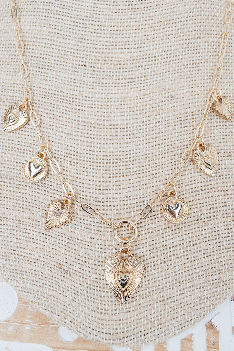 Viola Goldtone Heartlines Charm Necklace - Wholesale Accessory Market